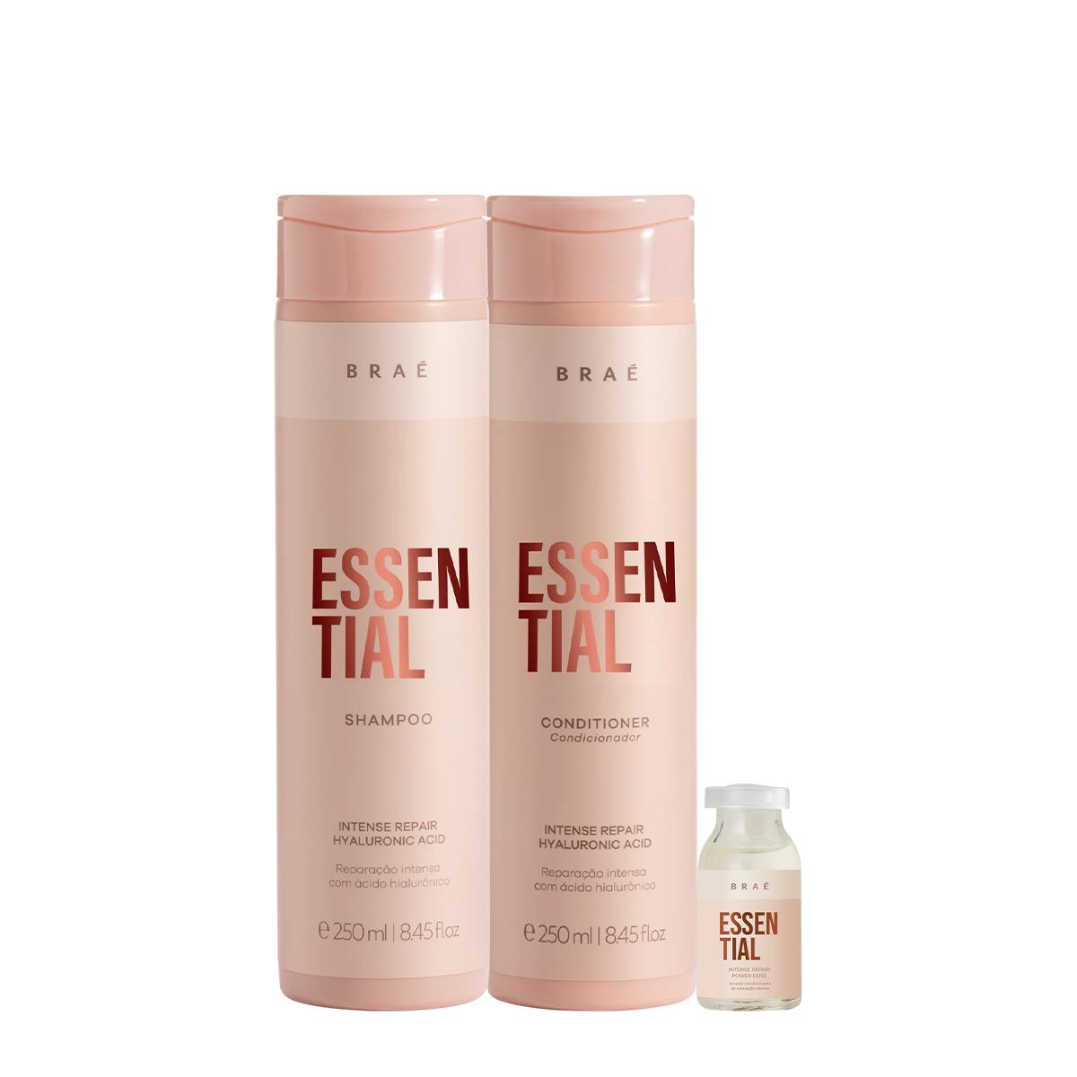 Kit Braé Essential Shampoo Condicionador e Ampola Capilar (3 produtos) - 1