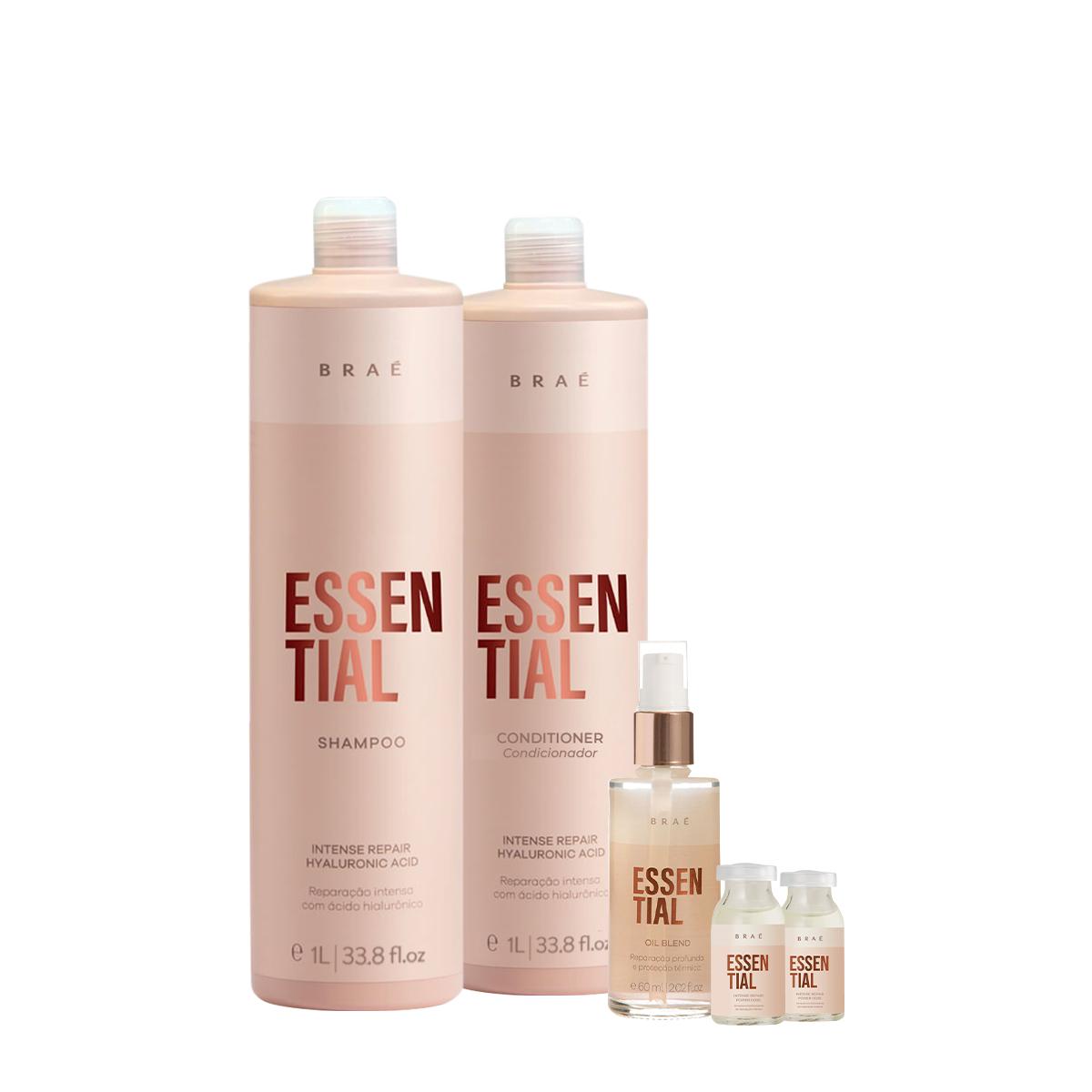 Kit Braé Essential Shampoo Condicionador Óleo e Ampola Capilar Salon (5 produtos) - 1