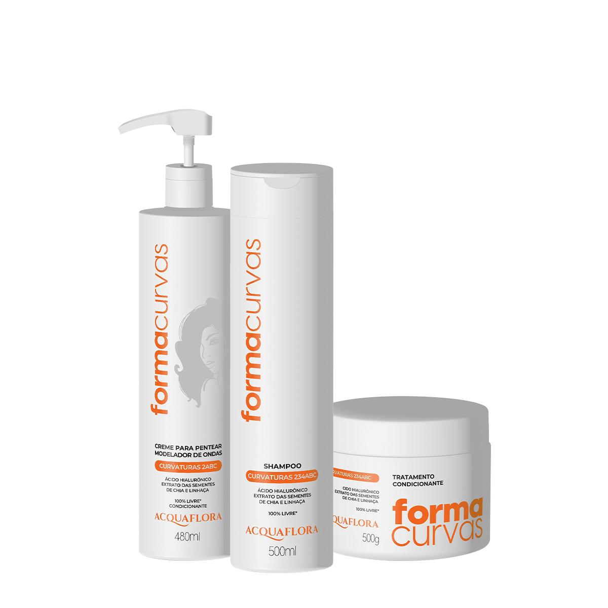 Kit Acquaflora Forma Curvas Shampoo Tratamento Condicionante e Creme de Pentear Ondas  (3 produtos) - 1