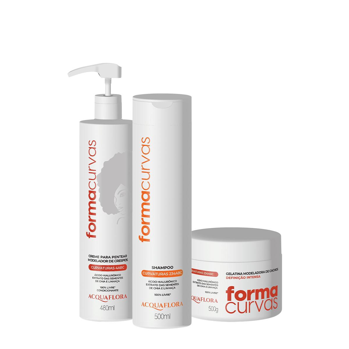 Kit Acquaflora Forma Curvas Shampoo Creme de Pentear Crespos e Gelatina Intensa (3 produtos) - 1