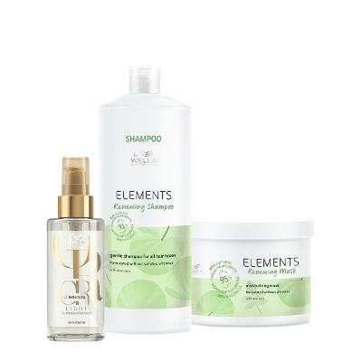 Kit Wella Professionals Elements Renewing Dupla de Salão Oil Light (3 produtos)