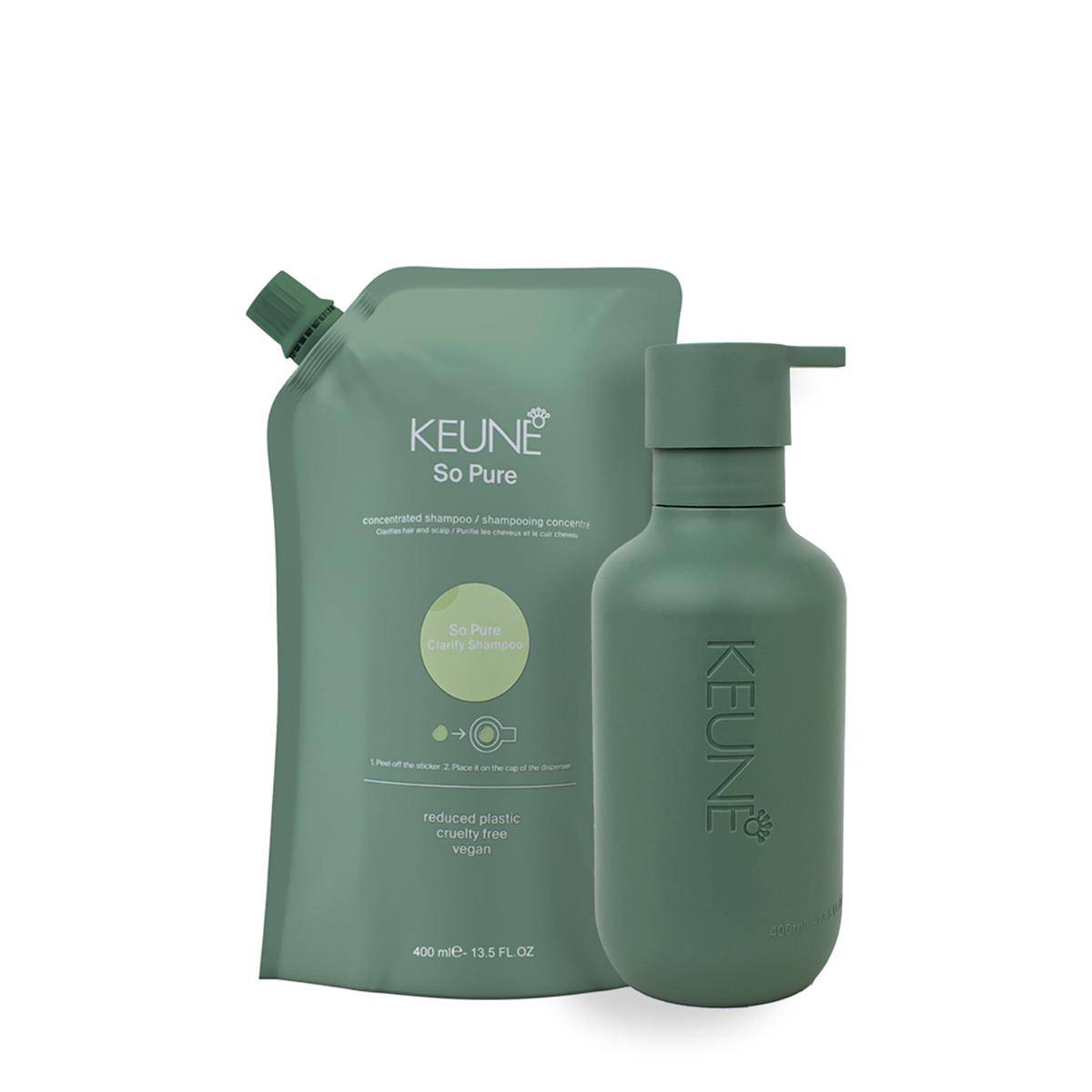 Kit Keune So Pure Clarify Shampoo Refil e Dispenser Frasco (2 produtos) - 1