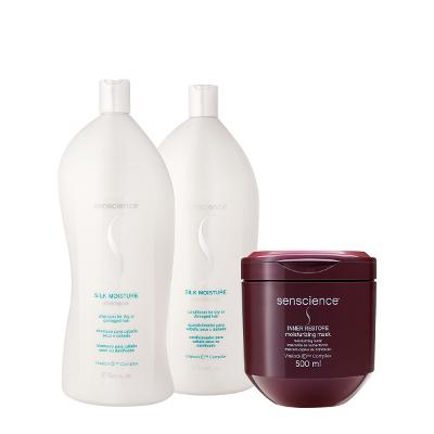 Kit Senscience Silk Moisture Inner Restore Salon Total (3 produtos)