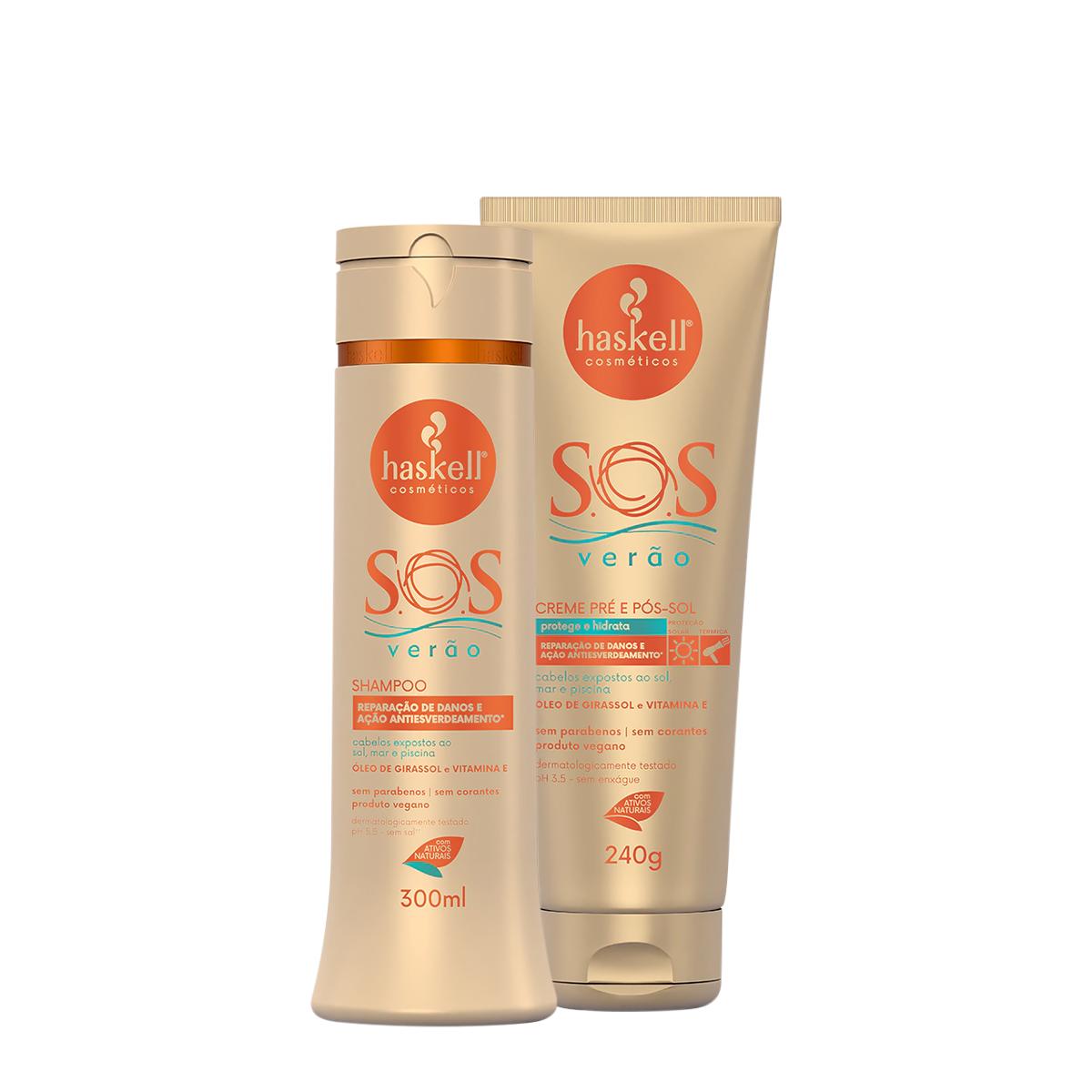 Kit Haskell S.O.S Verão Pré e Pós Sol Shampoo Creme (2 produtos) - 1