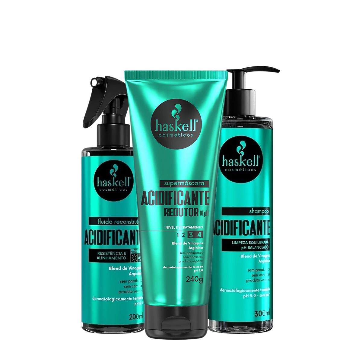 Kit Haskell Acidificante Shampoo+Supermáscara+Fluído Reconstrutor (3 produtos) - 1