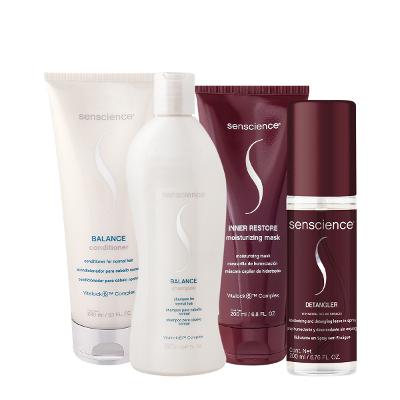 Kit Senscience Balance Inner Detangler Home Care Leave-in 200 (4 produtos)