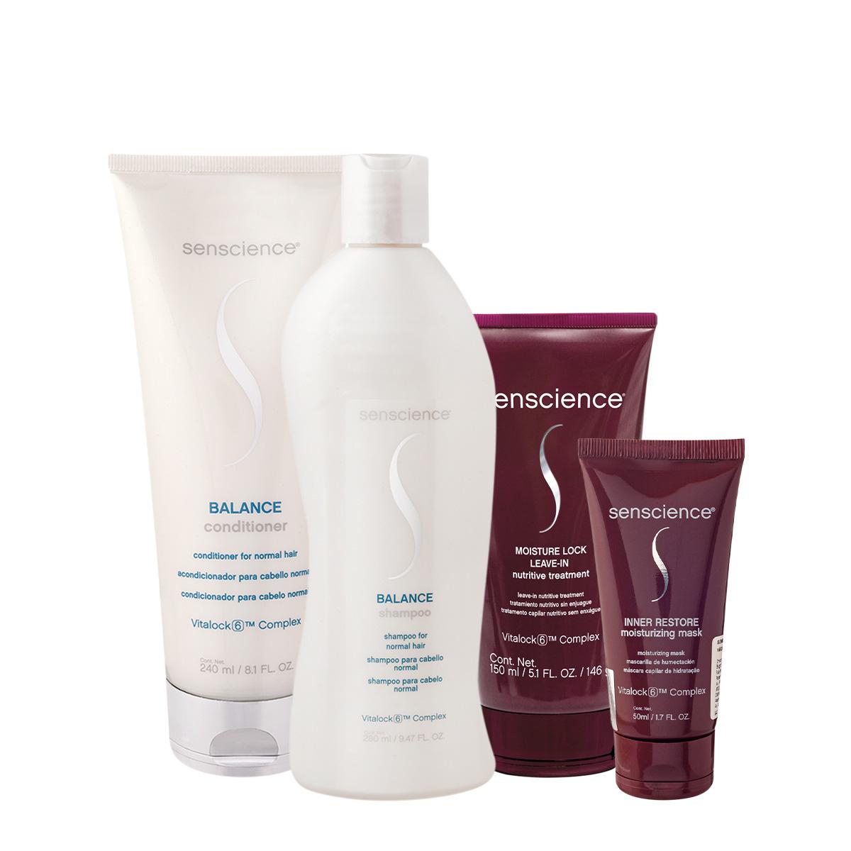 Kit Senscience Balance Inner Moisture Home Care Leave-in (4 produtos) - 1