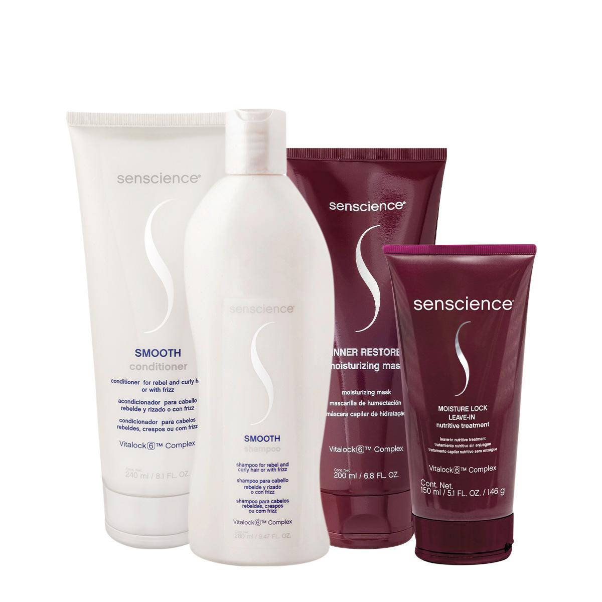 Kit Senscience Smooth Inner Moisture Home Care Leave-in (4 produtos) - 1