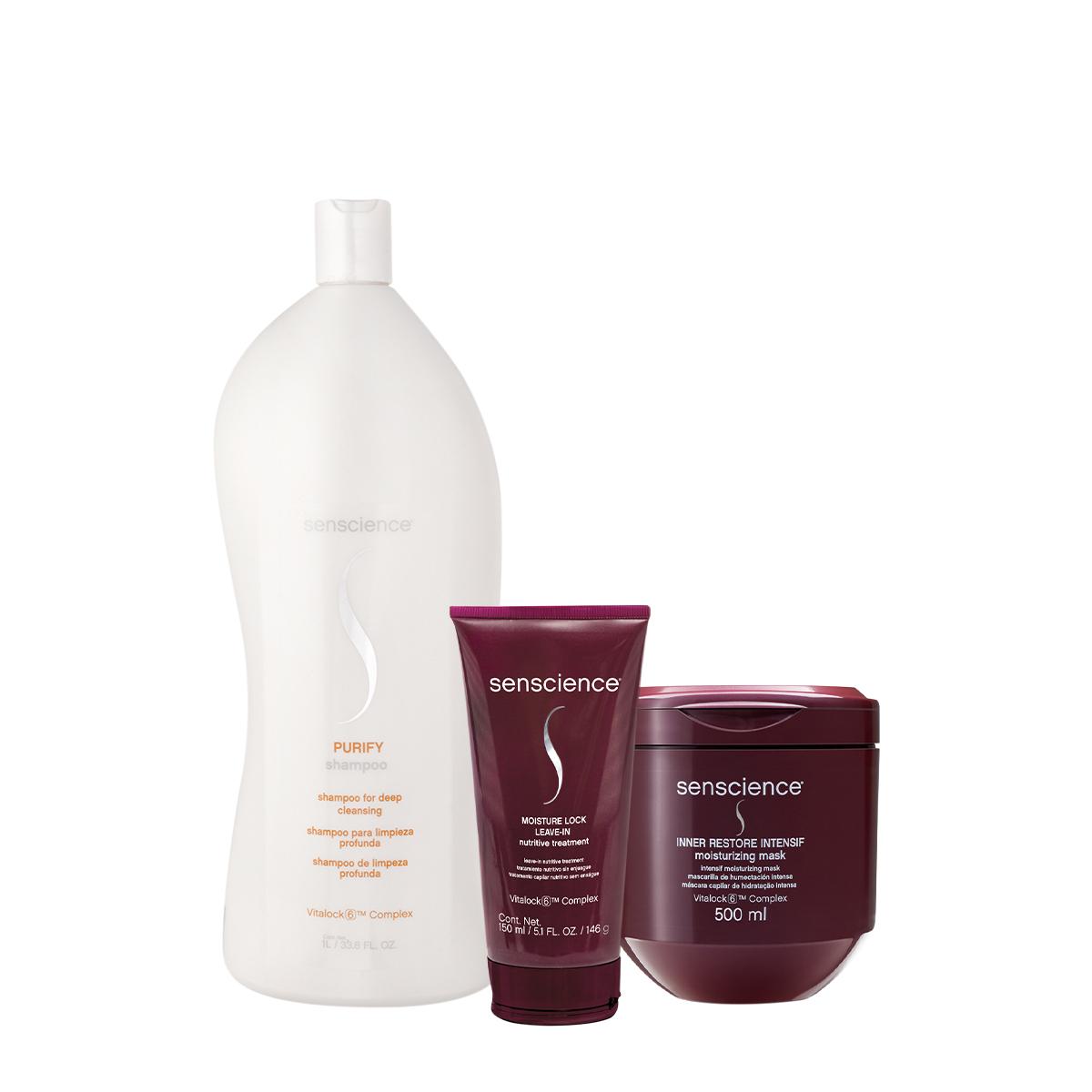 Kit Senscience Purify Shampoo 1L Intensif Máscara e Mostuire Leave-in (3 produtos) - 1