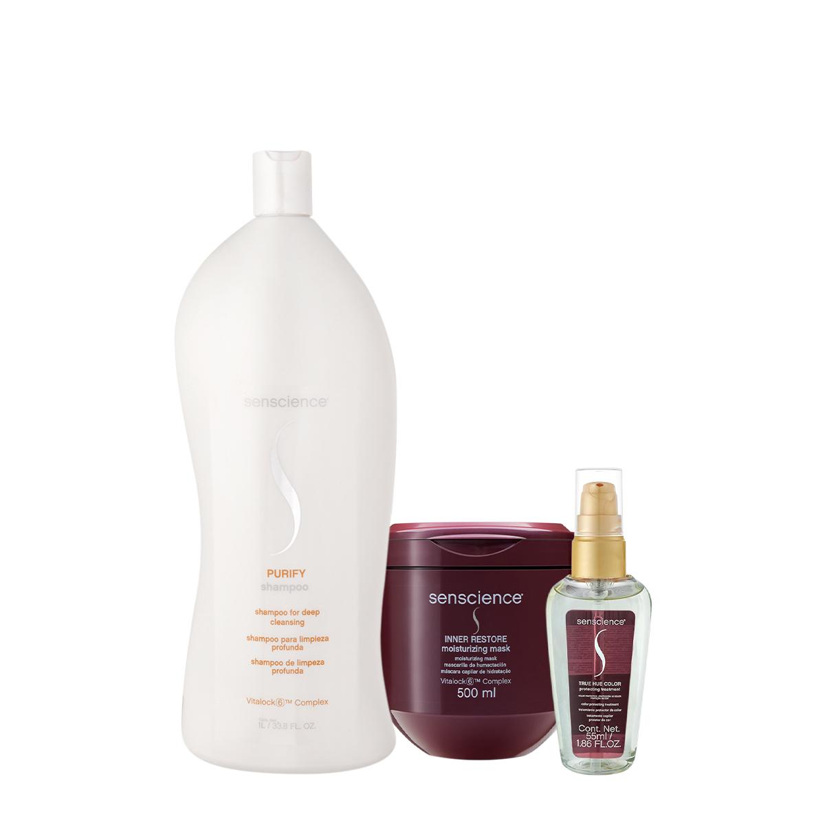 Kit Senscience Purify Shampoo 1L Inner Restore Máscara e True Hue Óleo (3 produtos) - 1