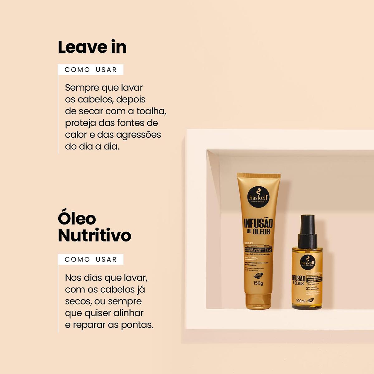 Kit Haskell Infusão de Óleos Shampoo Condicionador Máscara Óleo e Leave-in (5 produtos) - 2