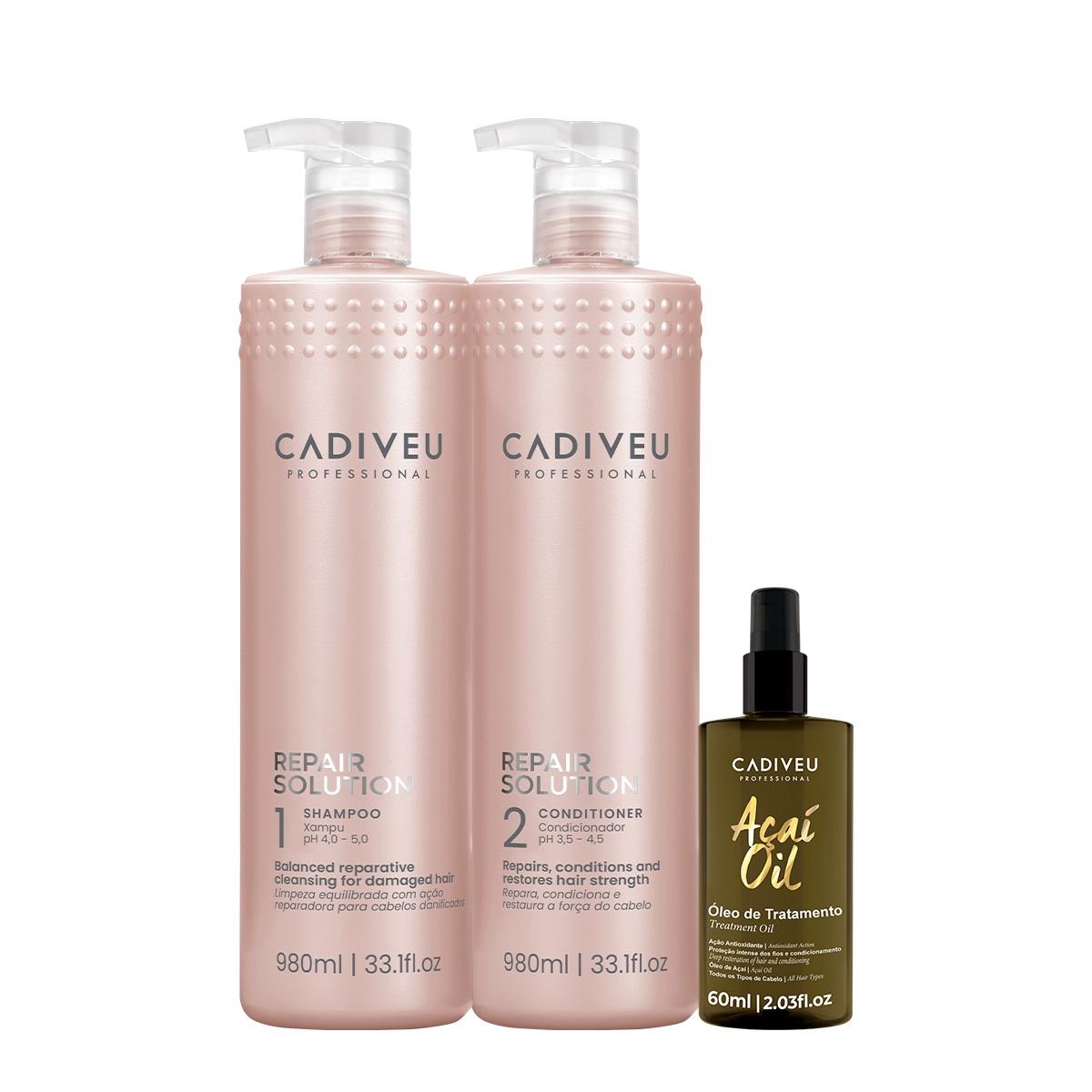 Kit Cadiveu Professional Repair Solution Açaí Duo Salon Oil 60 (3 produtos) - 1