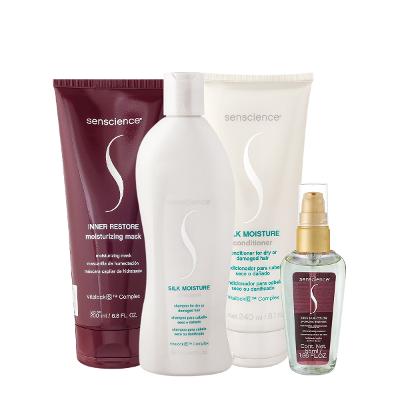 Kit Senscience Silk Moisture Inner Color Home Care Sérum (4 produtos)