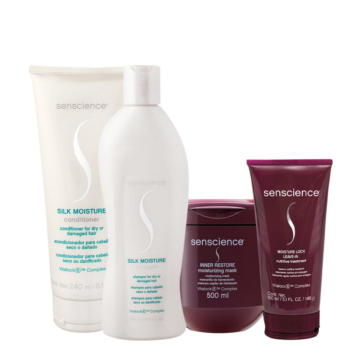 Kit Senscience Silk Moisture Lock Inner Home Care Leave-in (4 produtos) - 1