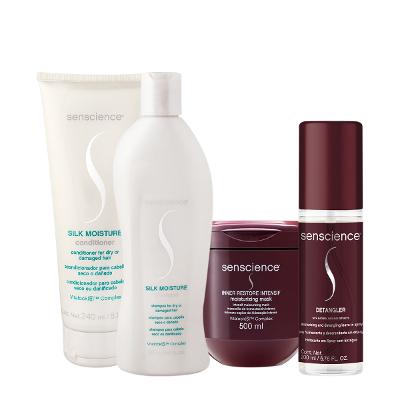 Kit Senscience Silk Moisture Intensif Detangler Home Care Leave-in (4 produtos)