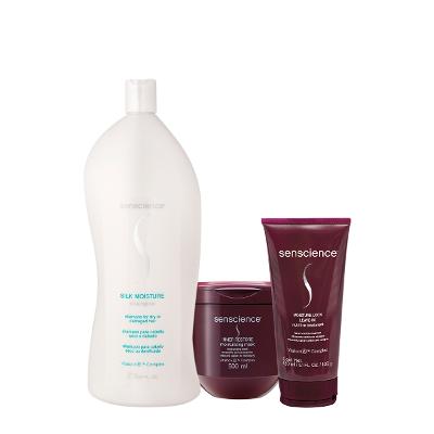 Kit Senscience Silk Moisture Lock Inner Shampoo G Máscara Leave-in (3 produtos)