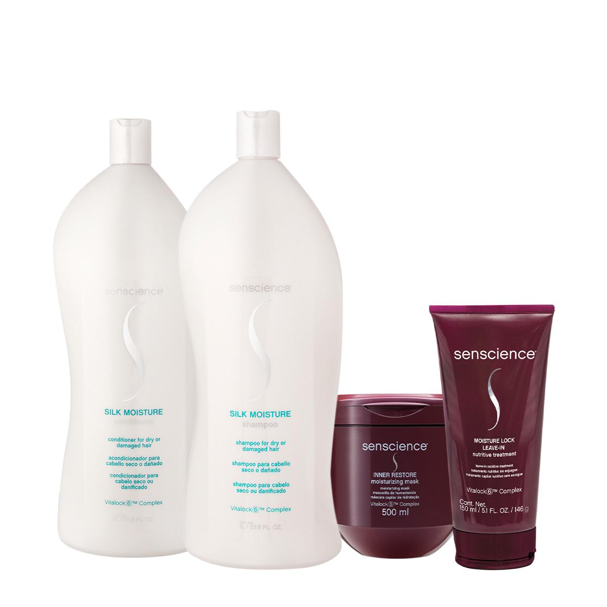 Kit Senscience Silk Moisture Lock Inner Salon Total Leave-in (4 produtos) - 1