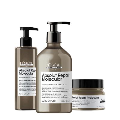 Kit L'Oréal Professionnel Absolut Repair Molecular Shampoo Sérum Máscara (3 produtos)
