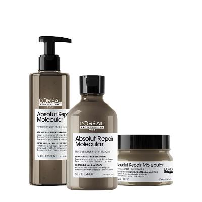 Kit L'Oréal Professionnel Absolut Repair Molecular Shampoo 300 Sérum Máscara (3 produtos)