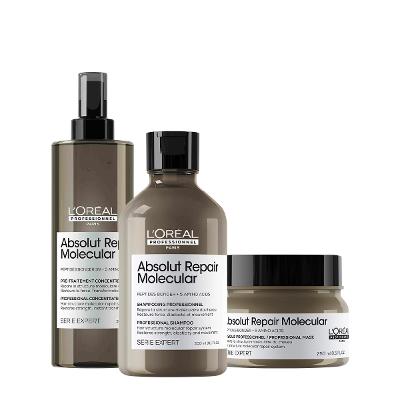 Kit L'Oréal Professionnel Absolut Repair Molecular Pré Tratamento Shampoo Máscara (3 produtos)