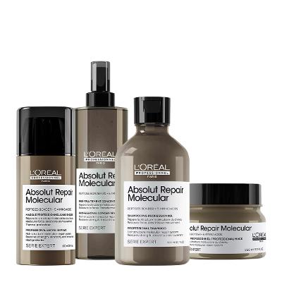 Kit L'Oréal Professionnel Absolut Repair Molecular Tratamento Shampoo Máscara Leave-in (4 produtos)