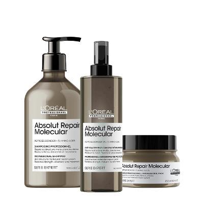 Kit L'Oréal Professionnel Absolut Repair Molecular Pré Tratamento Shampoo Máscara 250 (3 produtos)