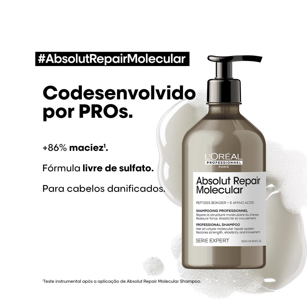 Kit L'Oréal Professionnel Absolut Repair Molecular Shampoo Máscara Tratamento Leave-in (4 produtos) - 3