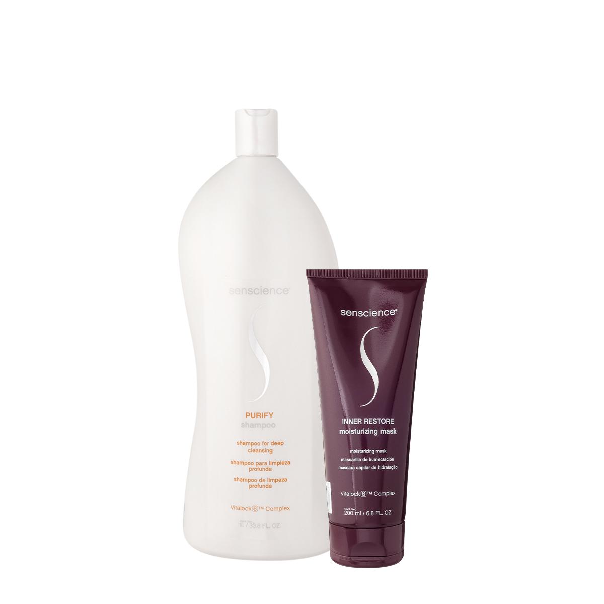 Kit Senscience Purify Shampoo 1L e Inner Restore Máscara (2 produtos) - 1
