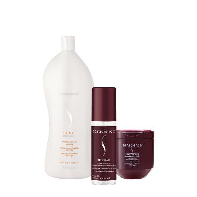 Kit Senscience Purify Shampoo Inner Restore Máscara G Detangler Leave-in (3 produtos)