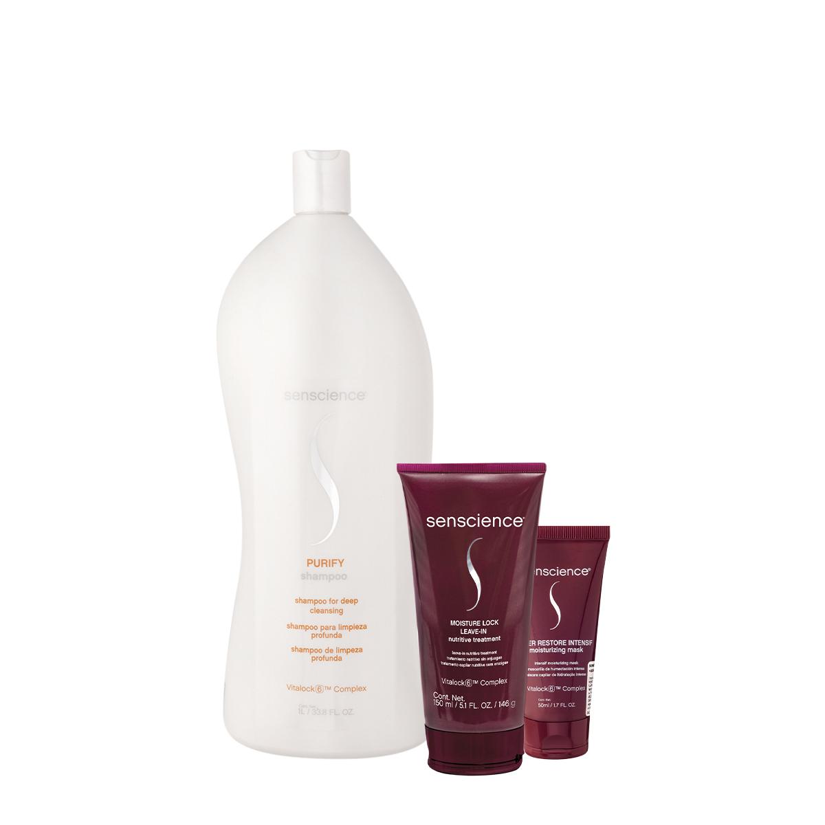 Kit Senscience Purify Shampoo Intensif Máscara Mostuire Leave-in (3 produtos) - 1