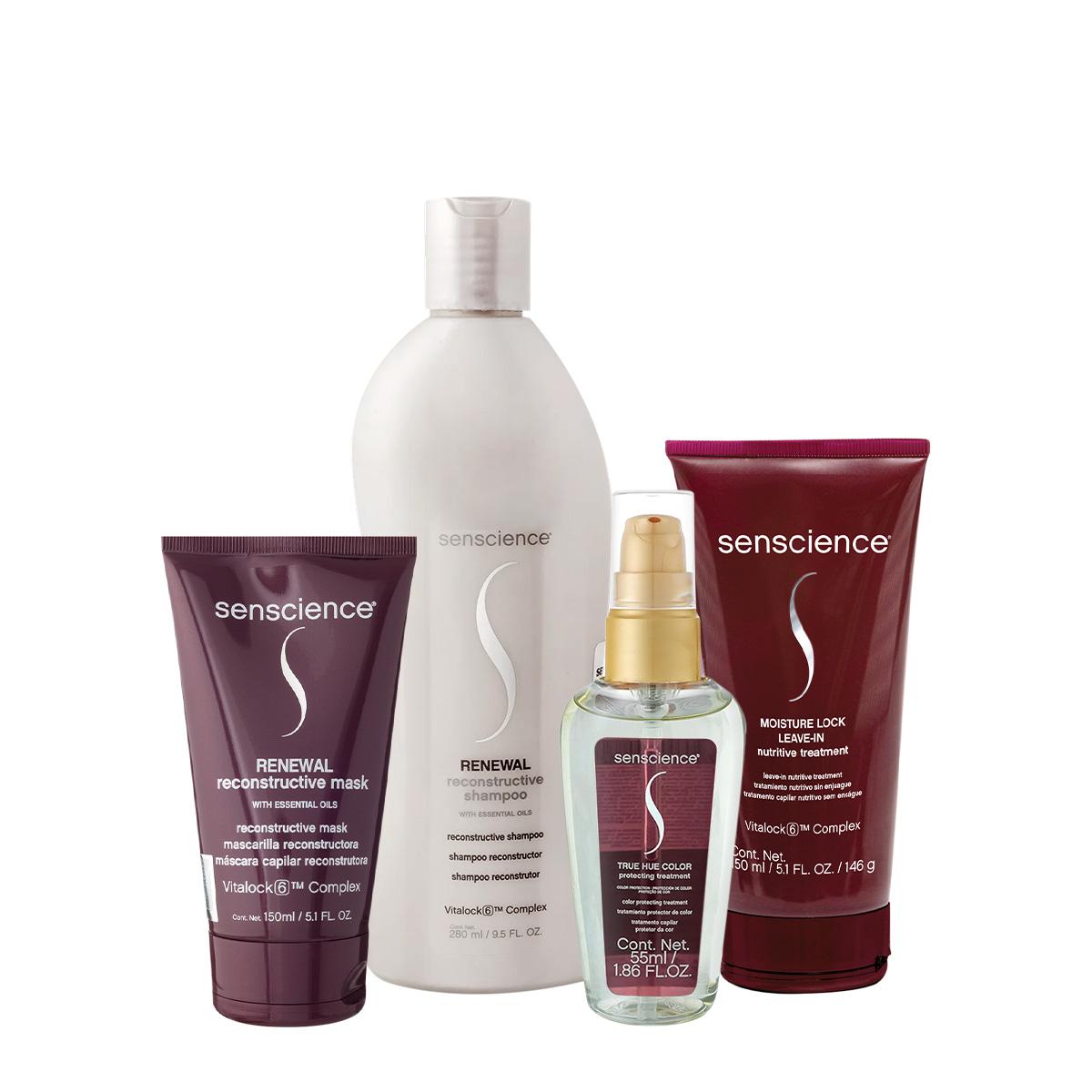 Kit Senscience Renewal Shampoo Máscara True Hue Óleo Moisture Leave-in (4 produtos) - 1