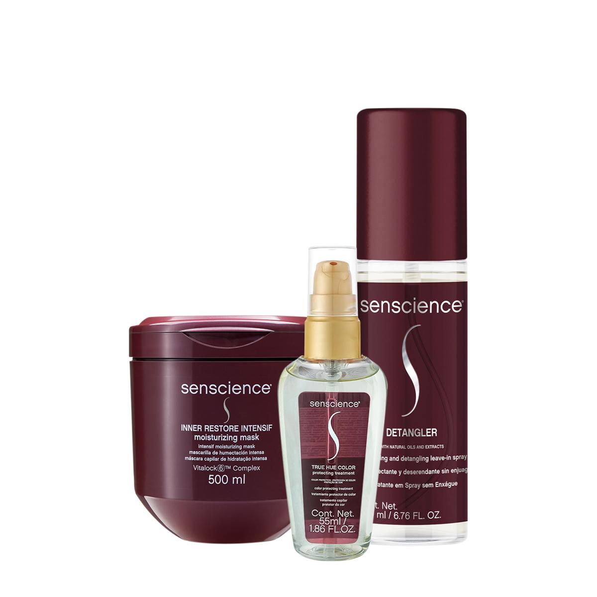 Kit Senscience Inner Restore Intensif Máscara True Hue Óleo e Detangler Leave-in (3 produtos) - 1