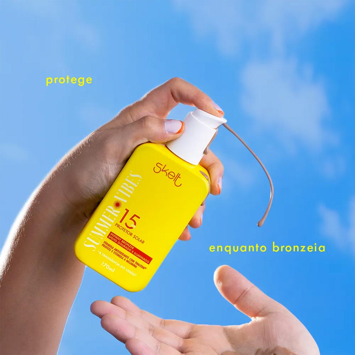 Skelt Summer Vibes Instant Bronzer FPS15 - Protetor Solar Bronzeador 170ml - 3