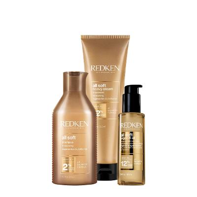 Kit Redken All Soft Shampoo Máscara Óleo (3 produtos)