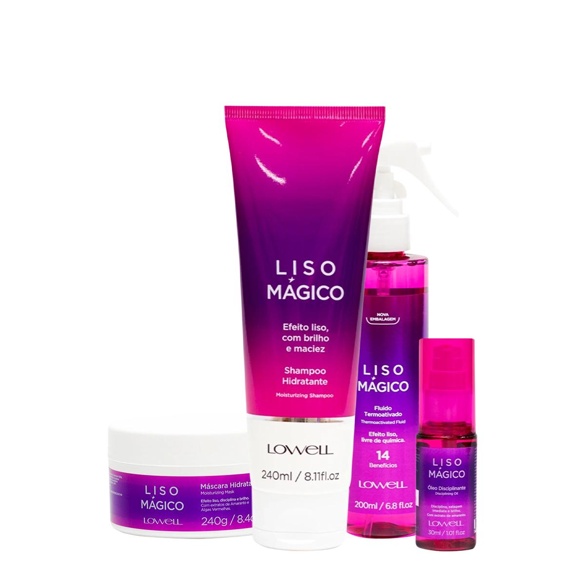 Kit Lowell Liso Mágico Shampoo Máscara Oil Fluído (4 produtos) - 1