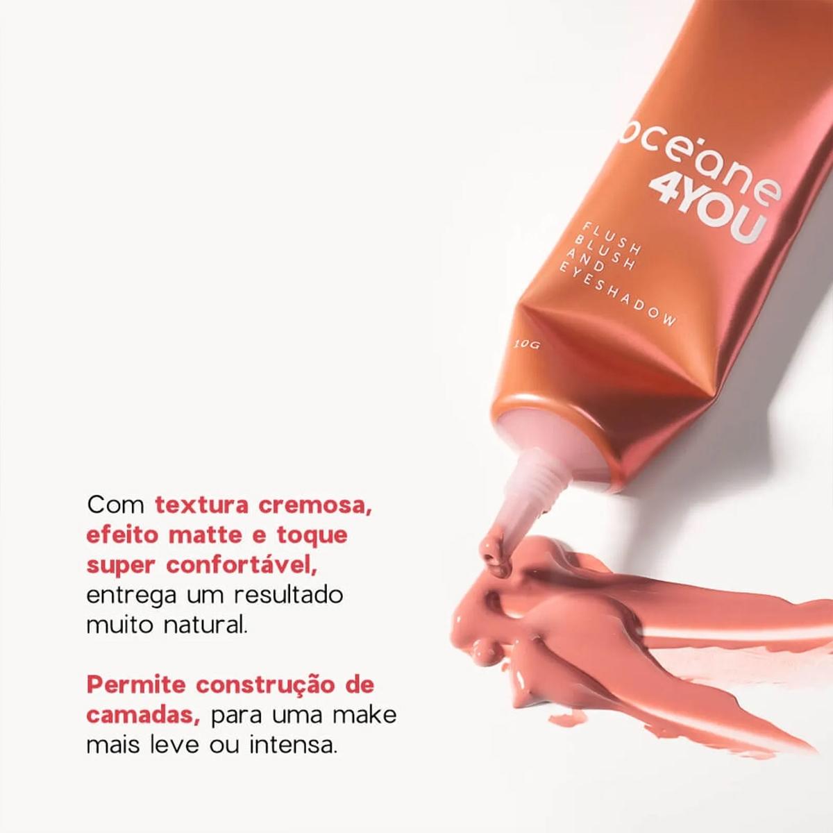 Kit Océane 4you Sombra Rose Sparkle Lip Balm Berry e Flush Bright Cherry (3 produtos) - 4