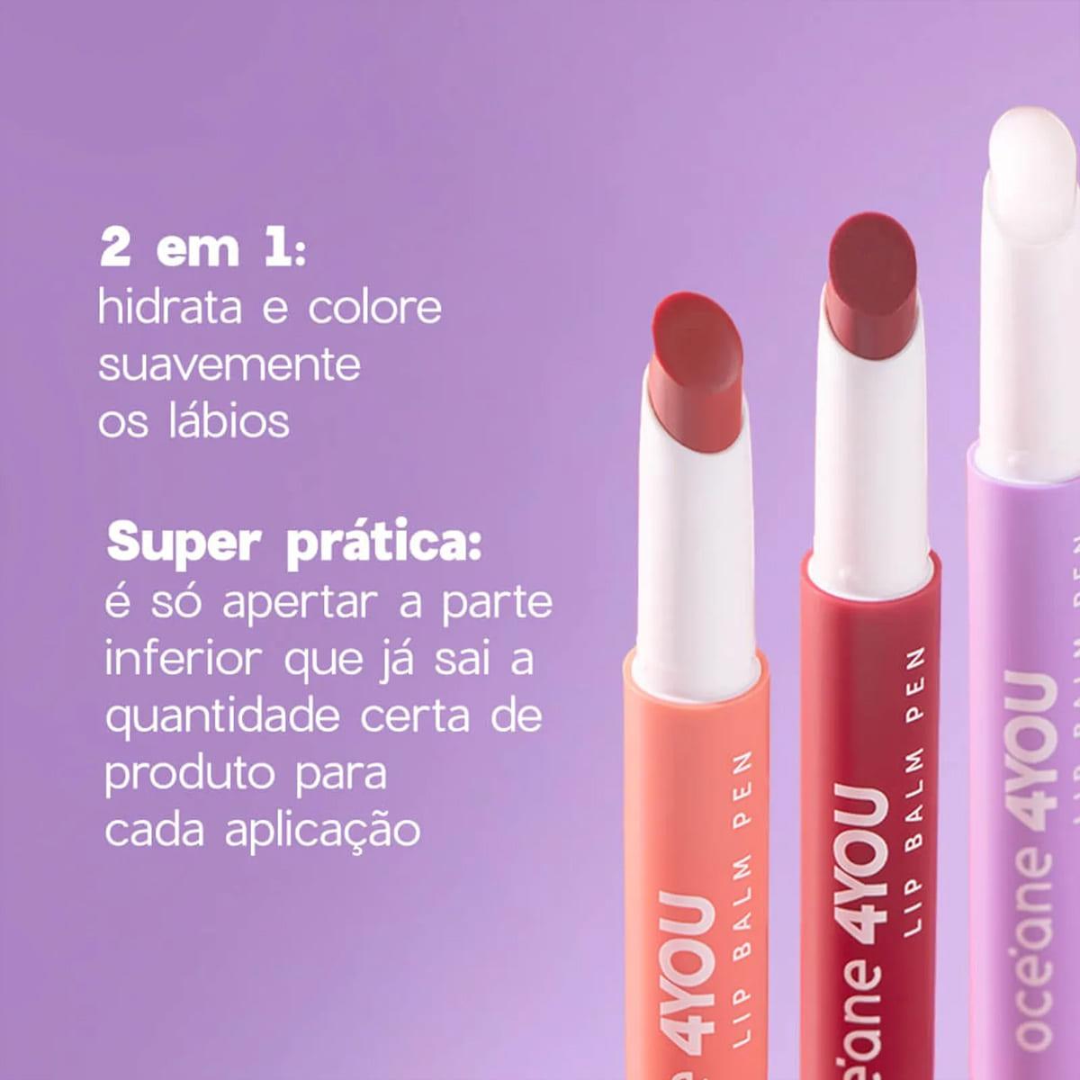 Kit Océane 4you Sombra Rose Sparkle Lip Balm Clear e Flush Bright Cherry (3 produtos) - 3