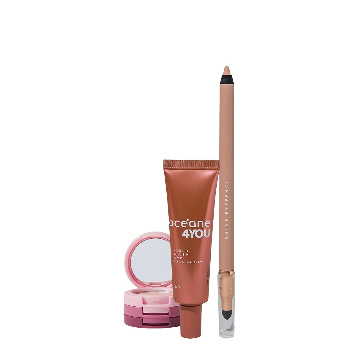 Kit Océane 4you Sombra Rose Sparkle Flush Bright Cherry e Lápis para Olhos (3 produtos) - 1