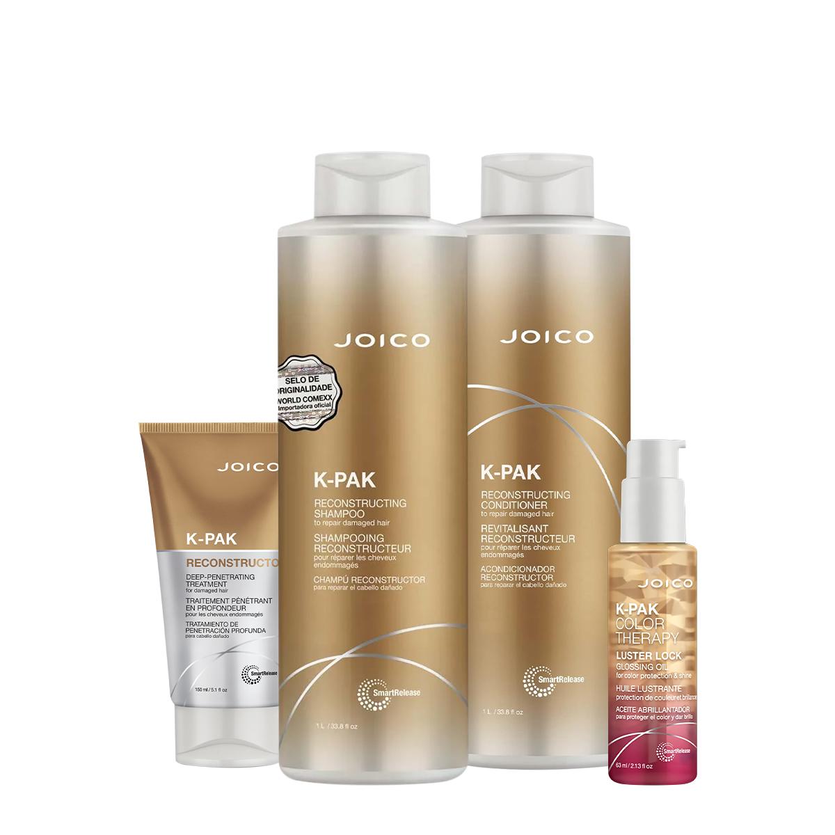 Kit Joico K-PAK Reconstrutor Deep Luster Salon Máscara Oil (4 produtos) - 1