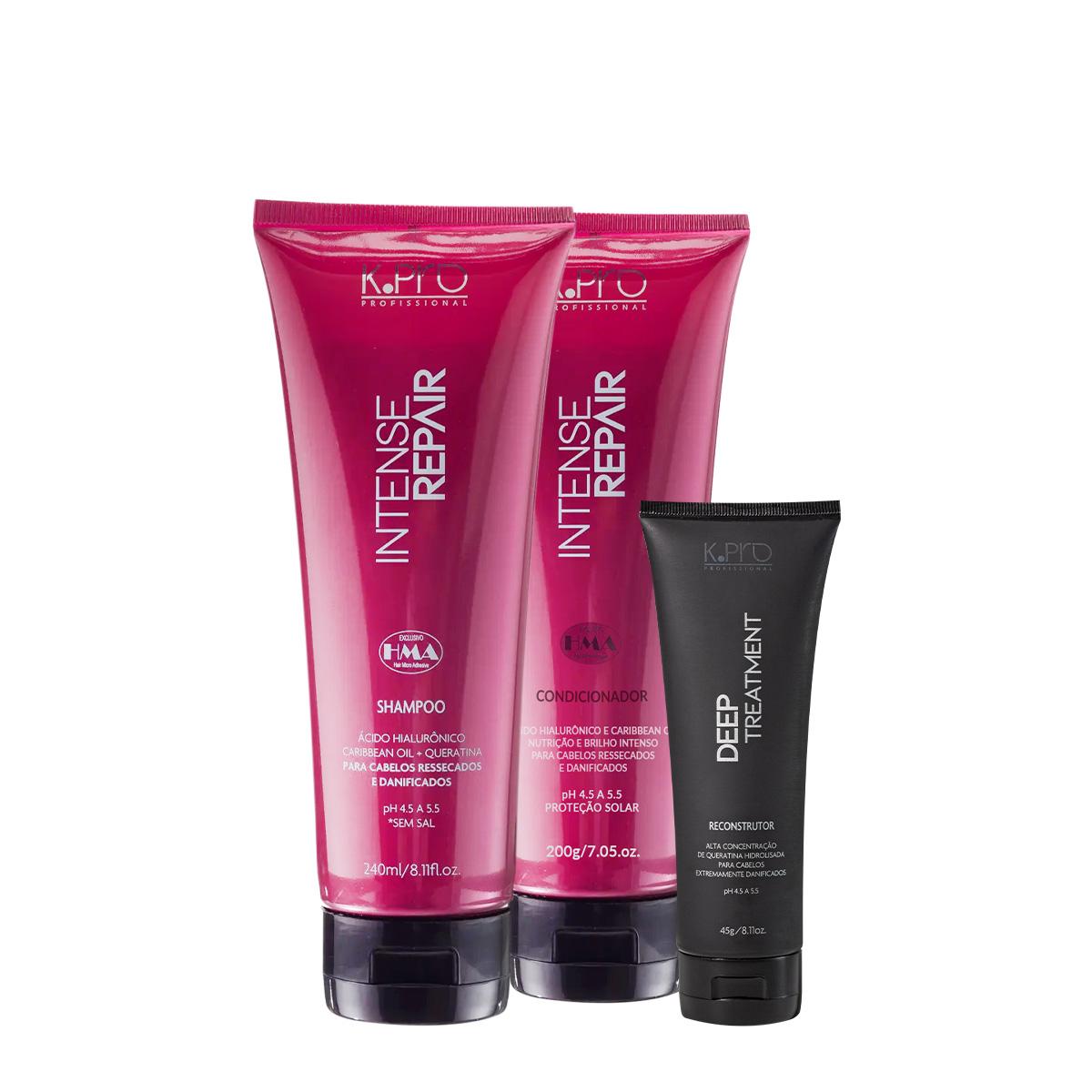 Kit K.Pro Professional Intense Repair Shampoo Condicionador e Tratamento Reconstrutor (3 produtos) - 1