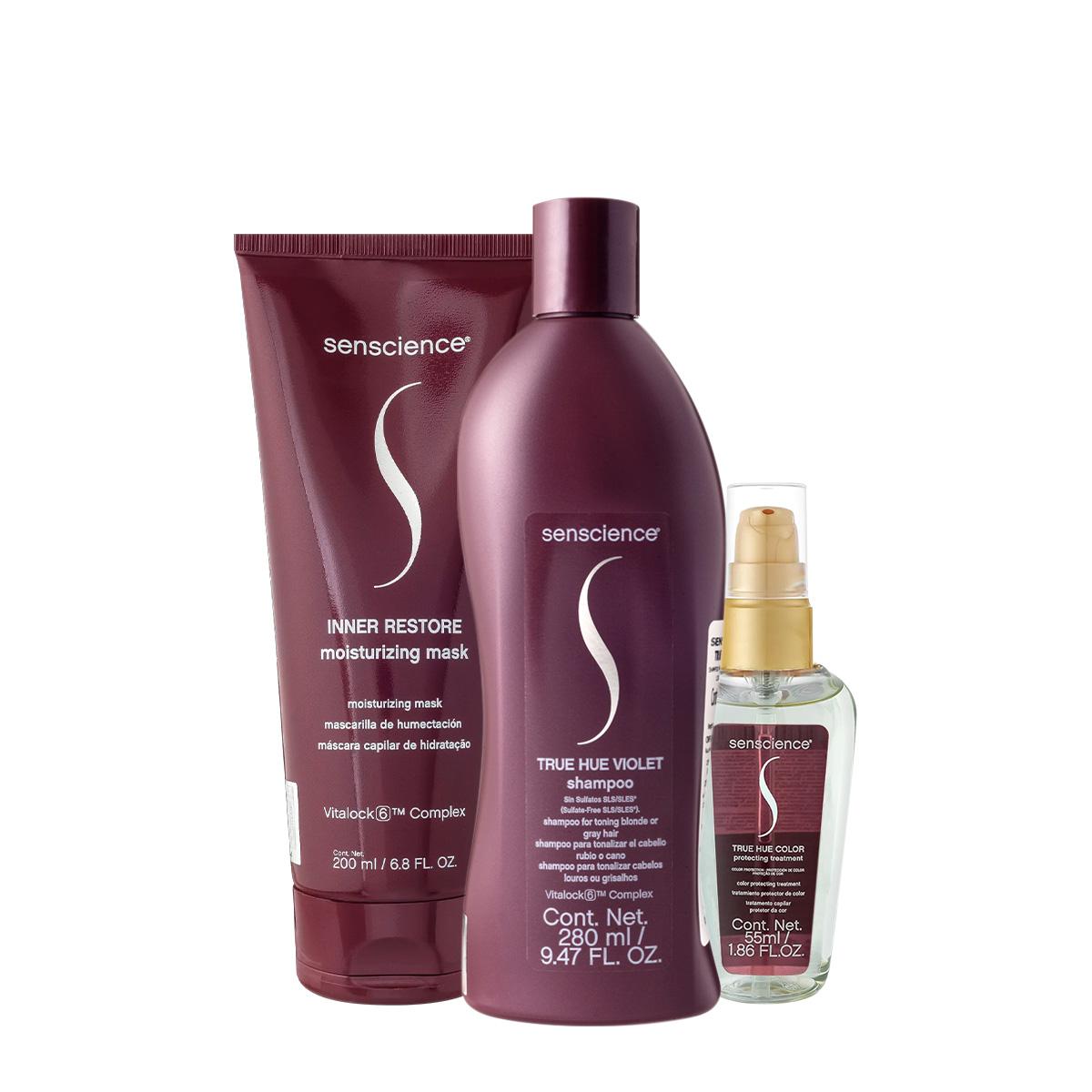 Senscience True Hue Violet Shampoo Máscara Moisturizing e Óleo (3 produtos) - 1