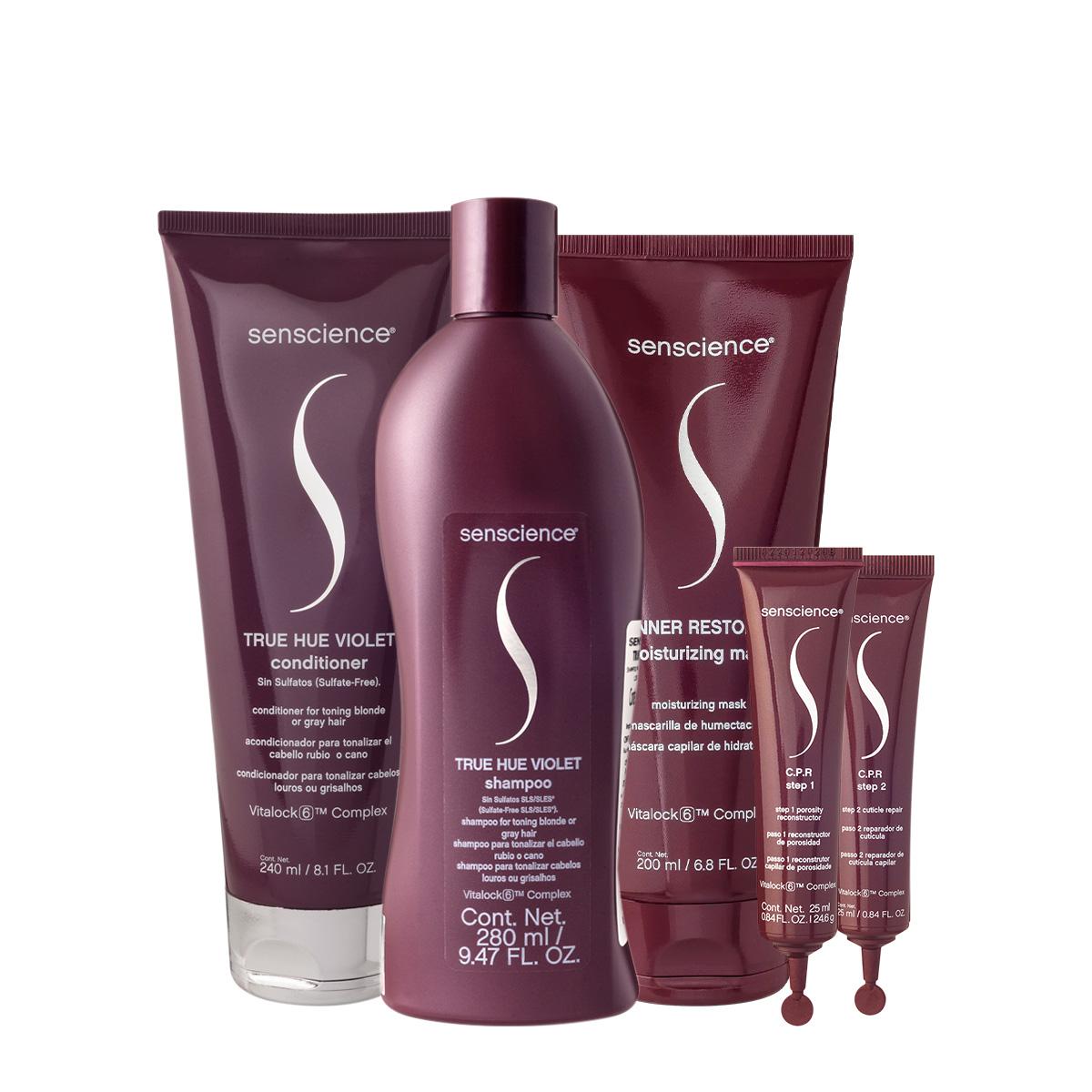 Kit Senscience True Hue Violet Shampoo Condicionador Máscara 200 C.P.R. (4 produtos) - 1