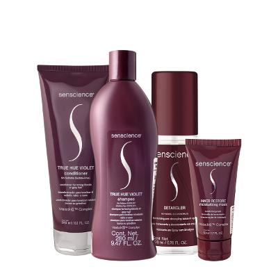Kit Senscience True Hue Violet Shampoo Condicionador Máscara Leave-in (4 produtos)