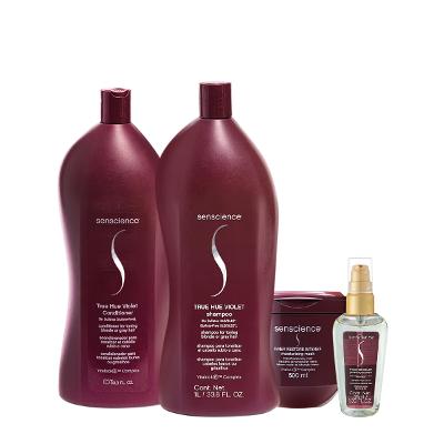 Kit Senscience True Hue Violet Shampoo Condicionador L Máscara e Óleo (4 produtos)