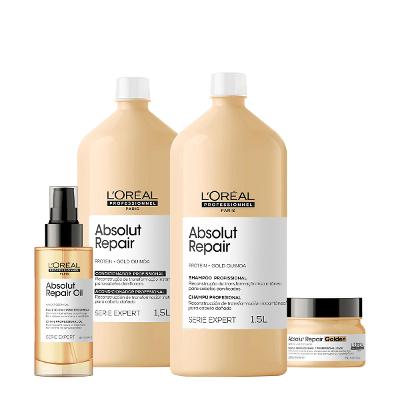 Kit L'Oréal Professionnel Absolut Repair Gold Salon Máscara 250 Oil (4 produtos)