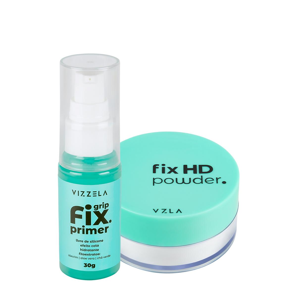 Kit Vizzela Fix Grip Hd Powder Translúcido Primer Pó (2 produtos) - 1