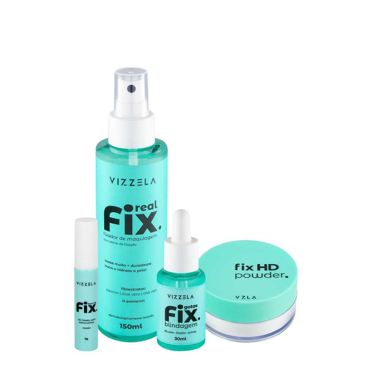 Kit Vizzela Fix Real Gotas Brow Up Powder Blindagem Gel Fixador (4 produtos) - 1