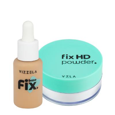 Kit Vizzela Fix HD Powder Cor 4 Base Pó Translúcido (2 produtos)