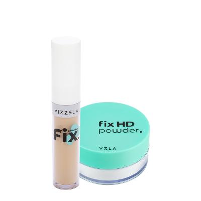 Kit Vizzela Fix HD Powder Cor 5 Corretivo Pó Translúcido (2 produtos)