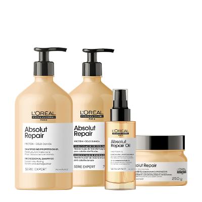 Kit L'Oréal Professionnel Absolut Repair Gold Home Care Oil 90 (4 produtos)